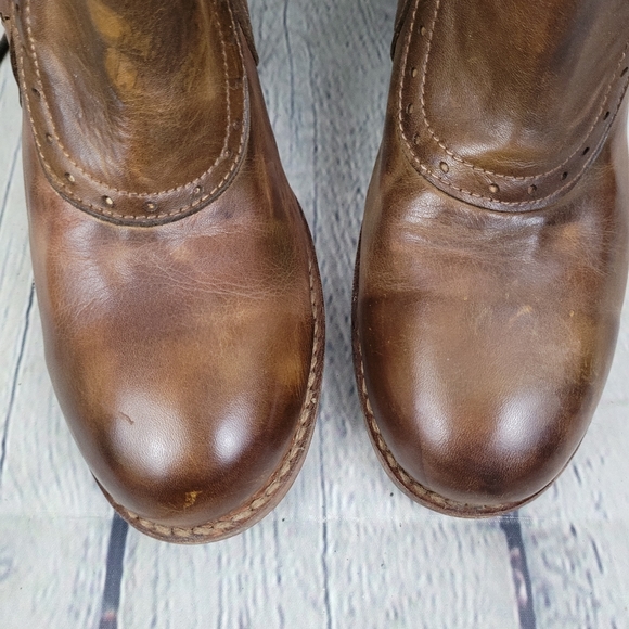 BED STU | Anabelle distressed leather lace-up heel side zip wedge boots - Picture 3 of 10